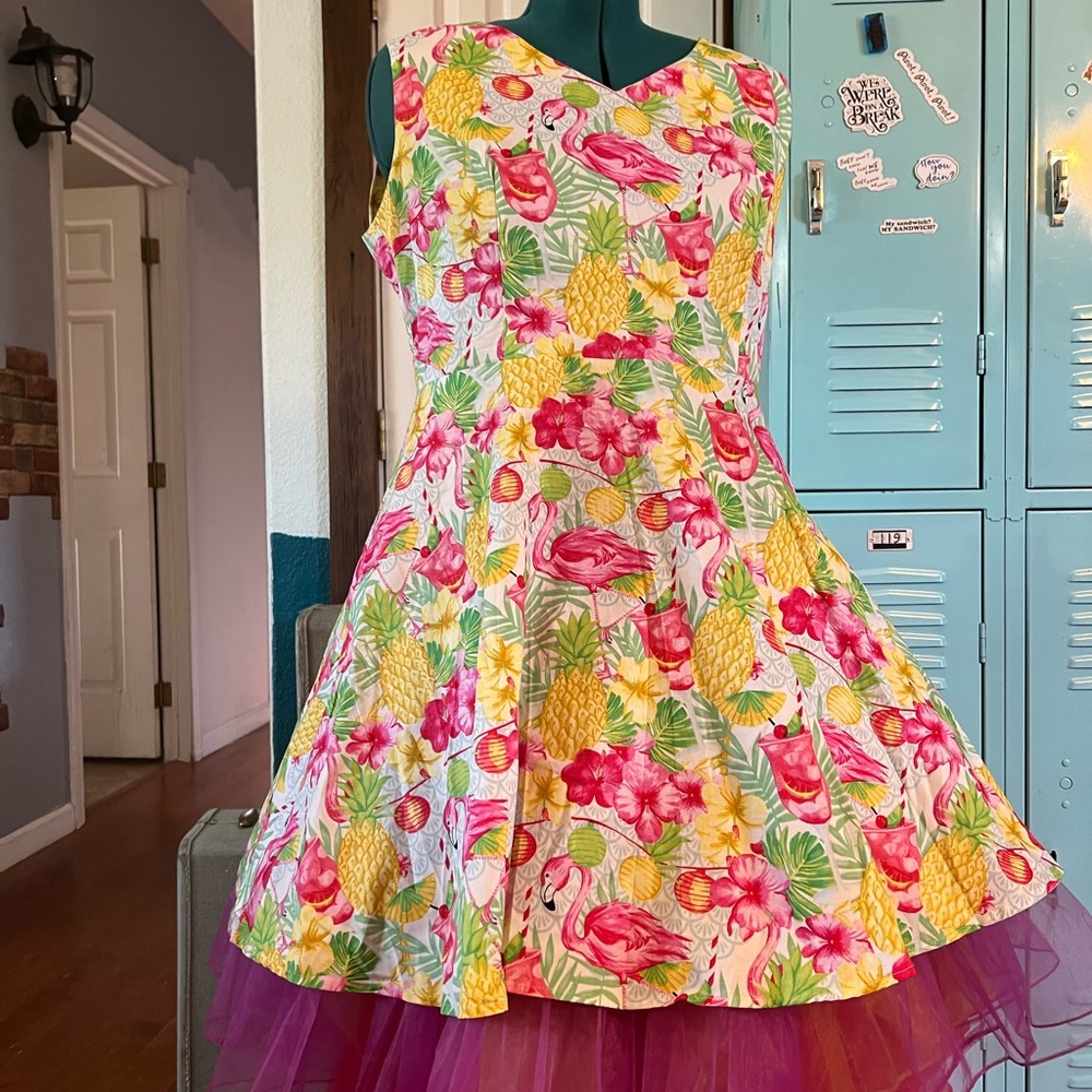 Vintage Style Summer Flamingo Dress